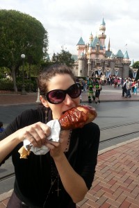 Trying to bite into a turkey leg and smile at the same is not easy