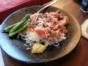 Low carb spaghetti and meat sauce