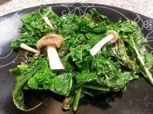 Brown Beech Mushrooms and Kale - The Happy Couple