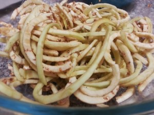 Raw eggplant noodles
